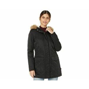 LEVI's Black Jacket Faux Fur Trimmed Hooded Sherpa Parka Coat Sz S NWT​